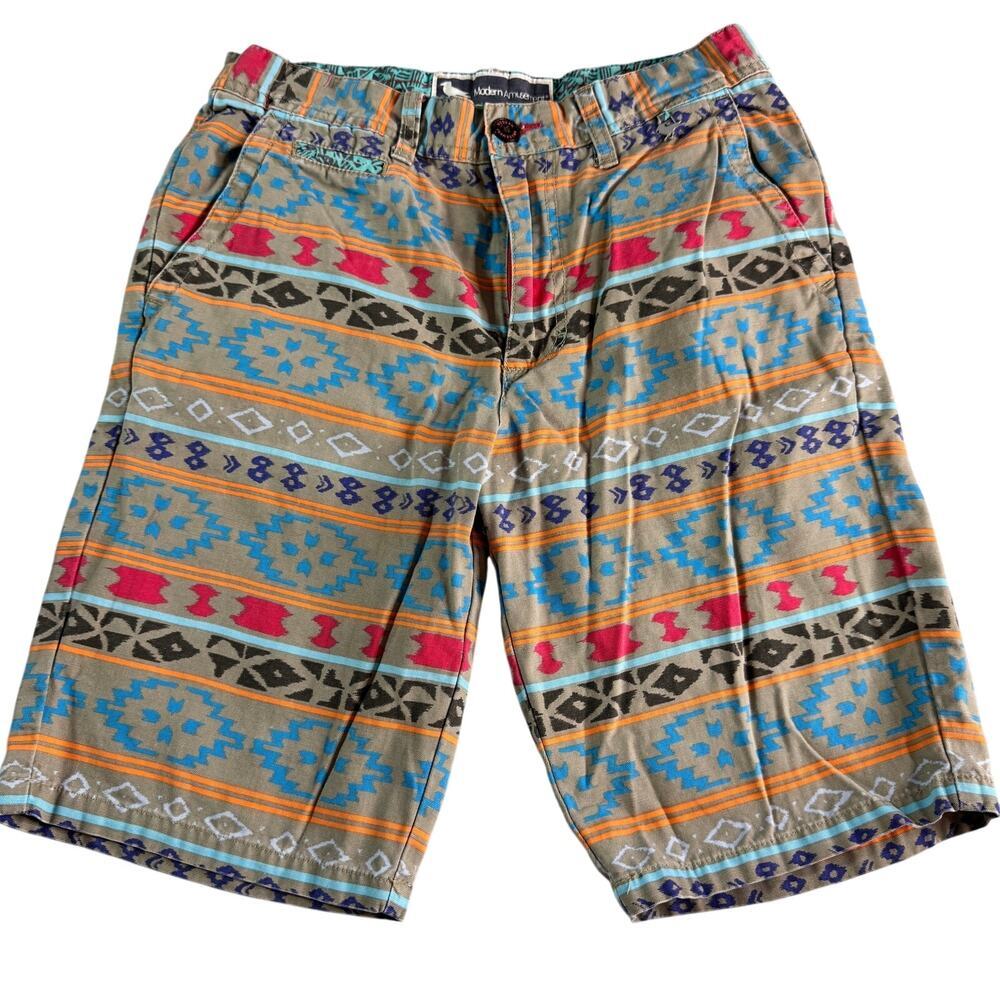 Modern Amusement Mens 30 Southwestern Aztec Cotton Shorts Surf Skate Festival